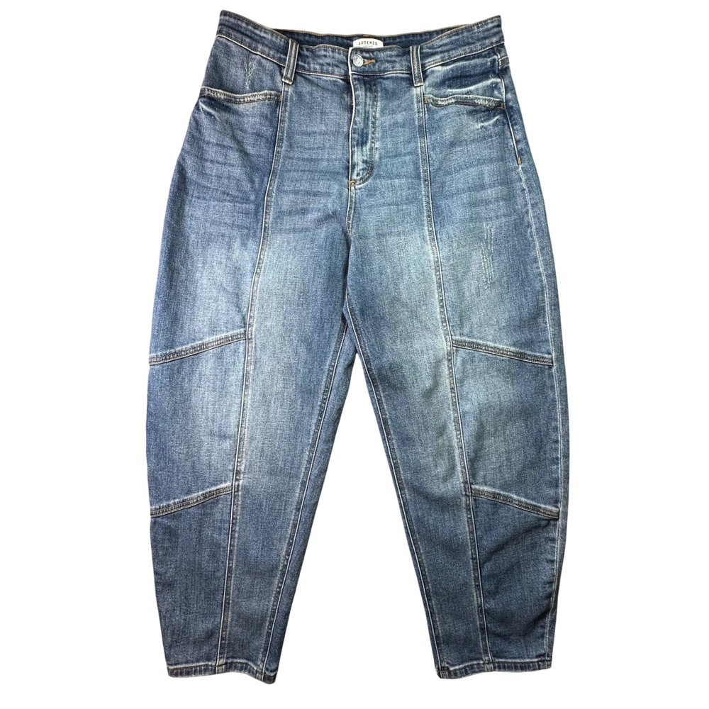 Artemis Vintage Seamed Barrel Jeans‎ High Rise Tapered Medium Wash Sz 13/30 Blue
